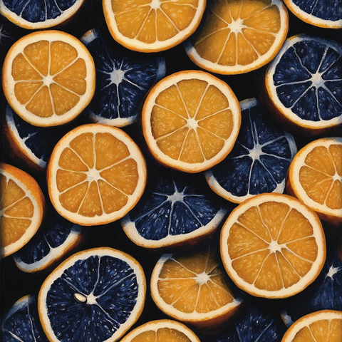 橙子切片暗蓝背景