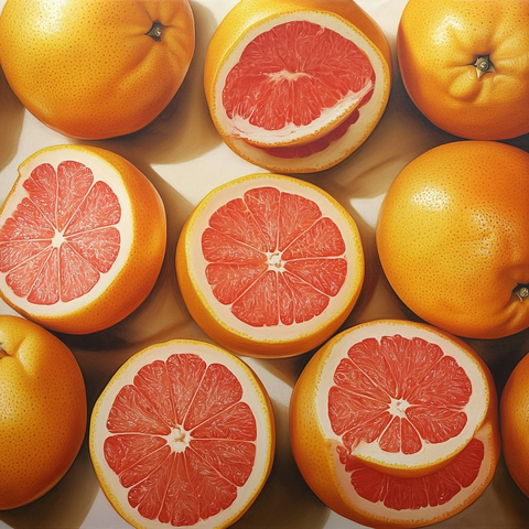 葡萄柚切片与完整葡萄柚图案