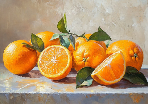 橙子静物油画