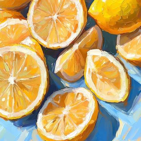 柠檬切片油画风格