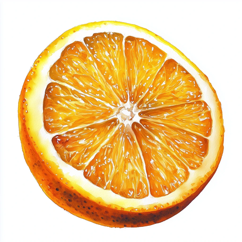 超写实孤立橙片白底油画