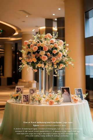 婚礼摄影师拍摄圆形接待桌