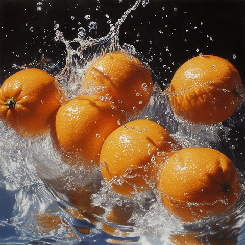 橙子落入水中溅起水花