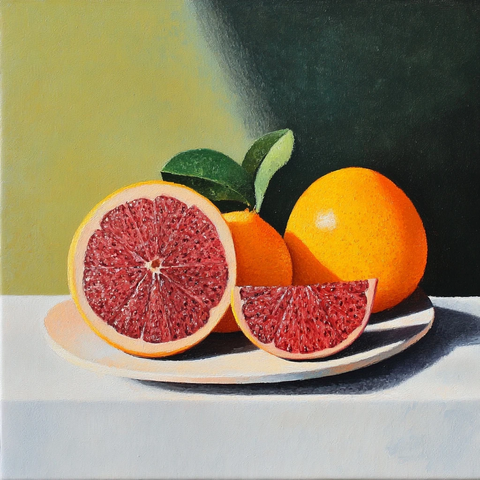 静物油画水果三色粉笔风格