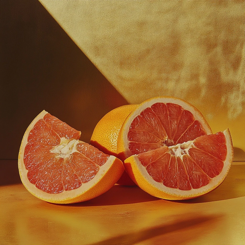 切开葡萄柚金色背景