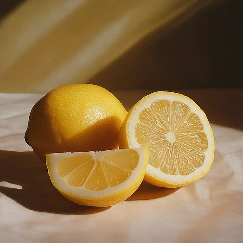 柠檬切片与柠檬块室内拍摄