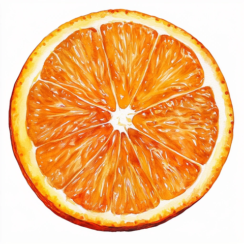 橙片水彩剪影