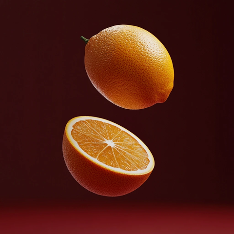 浮动半切橙子暗红背景