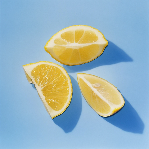 柠檬角点缀蓝色背景