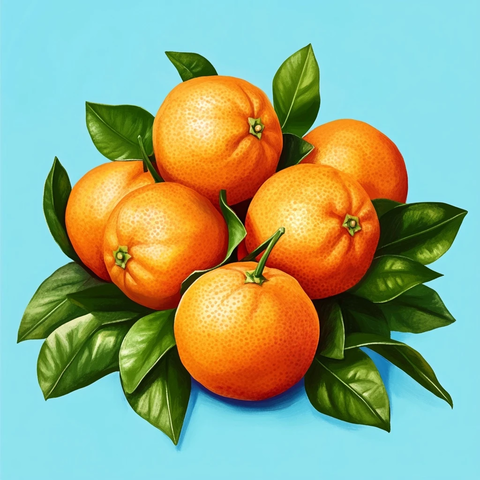 蓝色背景柑橘插画