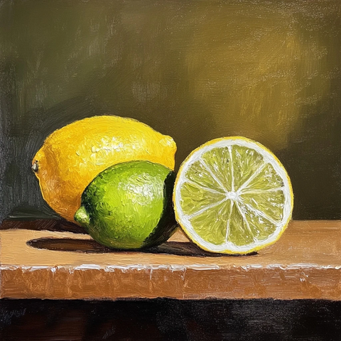 两个柠檬与切开青柠