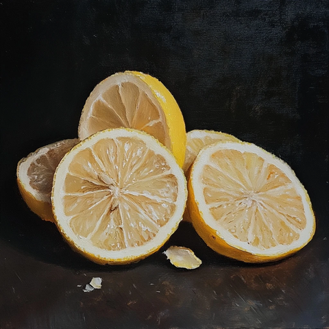 柠檬切片静物画