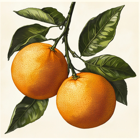 橙枝木刻插画