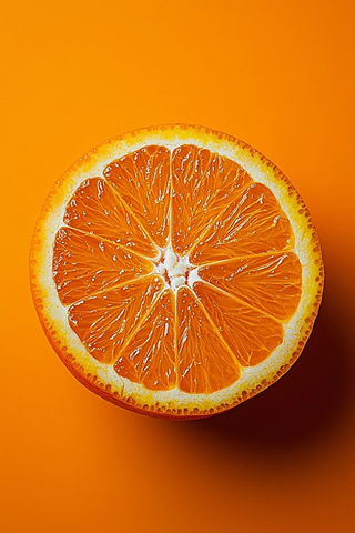 切半橙子特写橙色背景