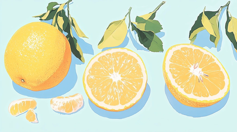 橙子插画与橙皮质感