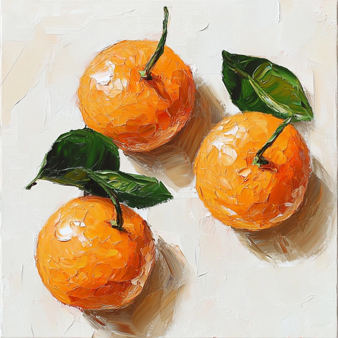 新鲜橙子立体油画