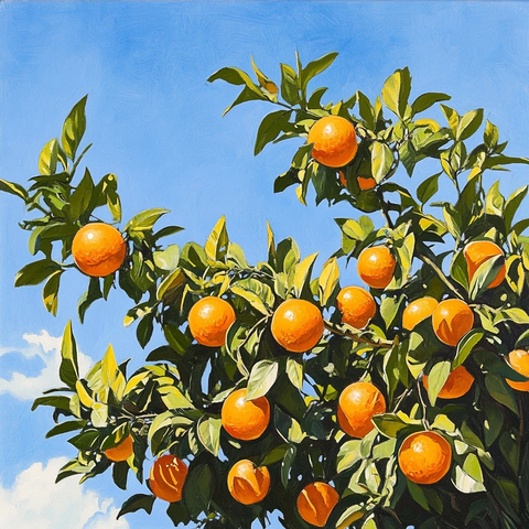 柑橘树果实蓝天下