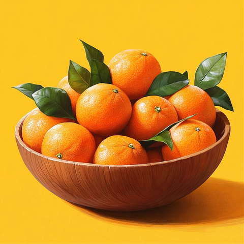 木碗装满鲜艳橙子