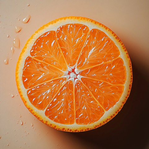 橙子切半顶部视图