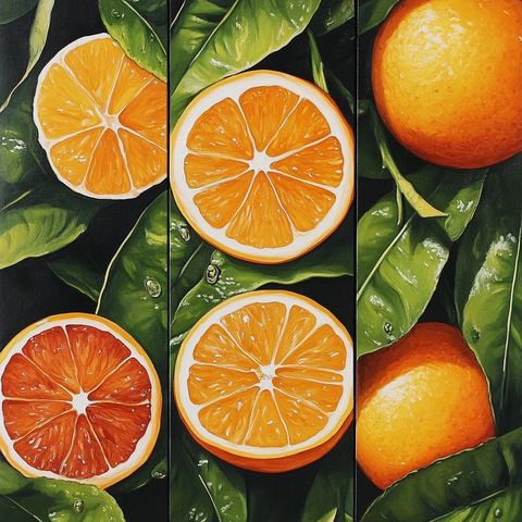 柑橘类水果三联画