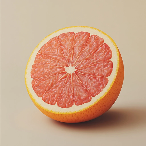新鲜半颗葡萄柚置于简约背景