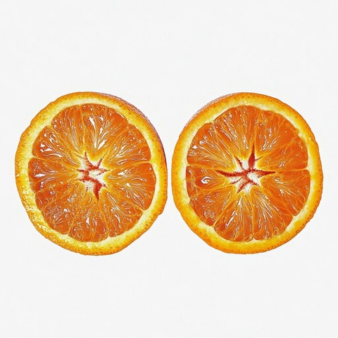 新鲜橙子切半特写