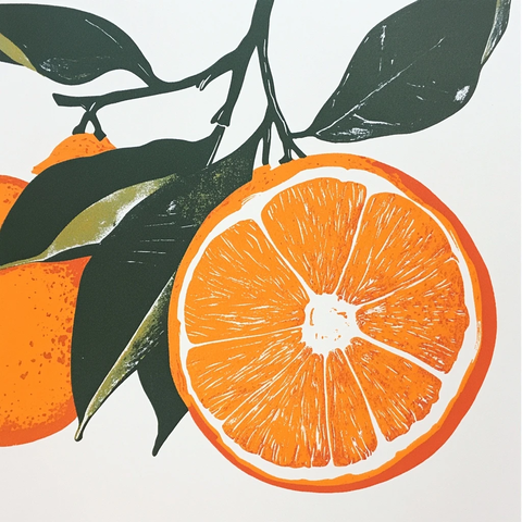 橙子水果复古印刷