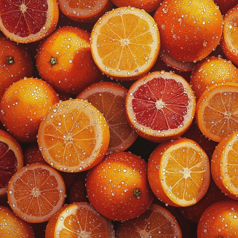 新鲜橙子堆叠水滴细节