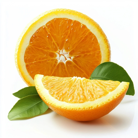 切半橙子与绿叶