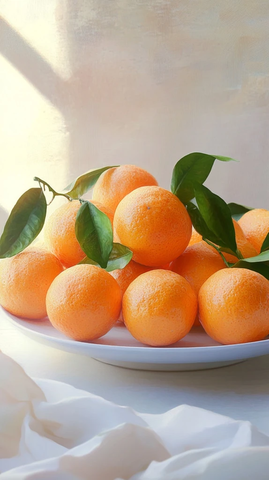 陶瓷盘中的新鲜柑橘