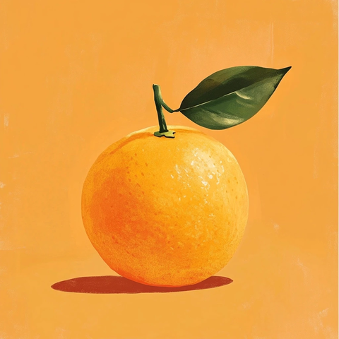 橙子插画橙色背景
