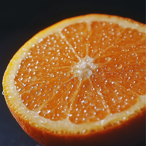 橙片水滴特写