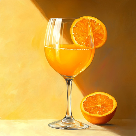 橙汁葡萄酒杯特写