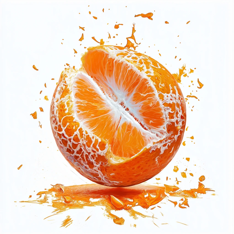 剥皮橙子漂浮空中