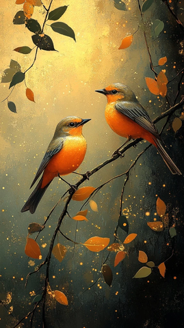 柳树梢头两只黄鹂