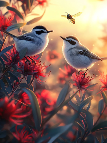 白腹鹡鸰栖息红花海