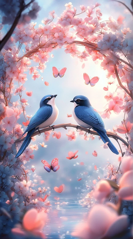 鹊桥花鸟桃心拱门