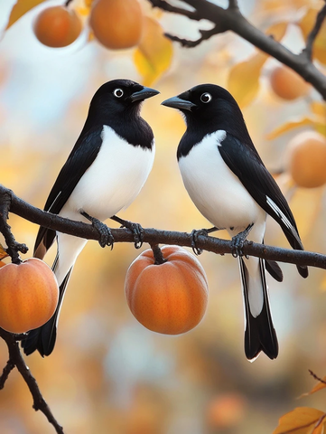 斑头鸦雀栖息柿子树梢头