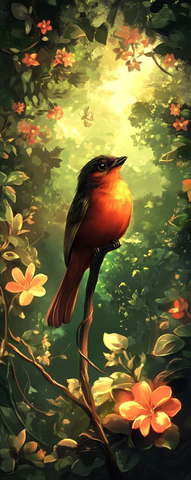 花鸟森林矢量插画