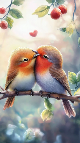 小鸟拥抱小鸟森林背景