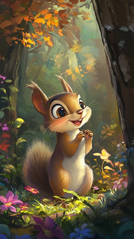 小松鼠米米森林玩耍