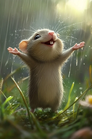 鼠标伸出草丛触笑脸