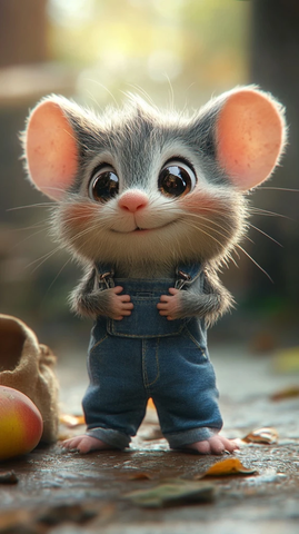 可爱小鼠穿恤牛仔裤