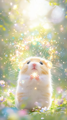 森林中的闪耀毛茸茸仓鼠