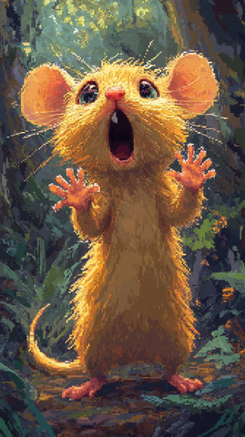 小黄鼠惊慌站立表情