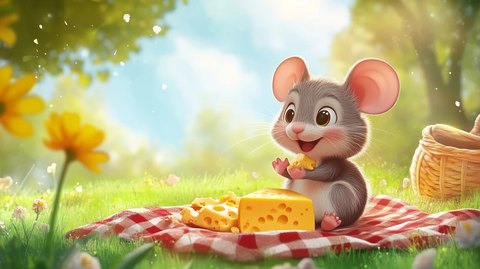 小老鼠分享奶酪野餐