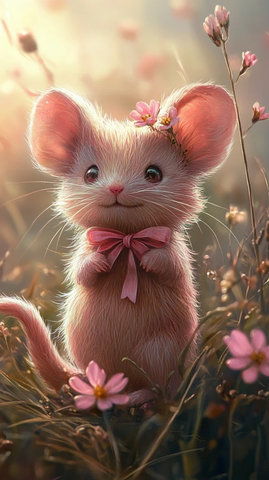 粉色小鼹鼠戴花耳环