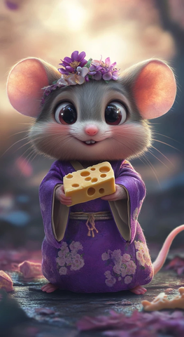 穿汉服的老鼠拿着奶酪