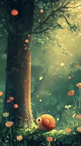 小蜗牛仰望大树花园