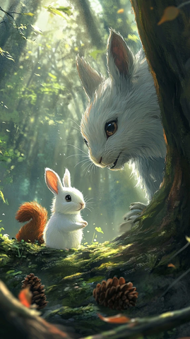 小兔子与松鼠躲大灰狼